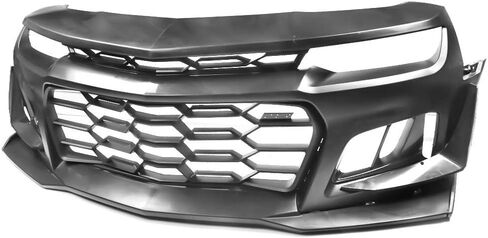 المصد الأمامي من IKON MOTORSPORTS متوافق مع 2014-2015 Chevy Camaro، غطاء مصد من البولي بروبيلين باللون الأسود طراز 1LE مع شبكة + شفة سفلية + غطاء Foglight in Saudi Arabia