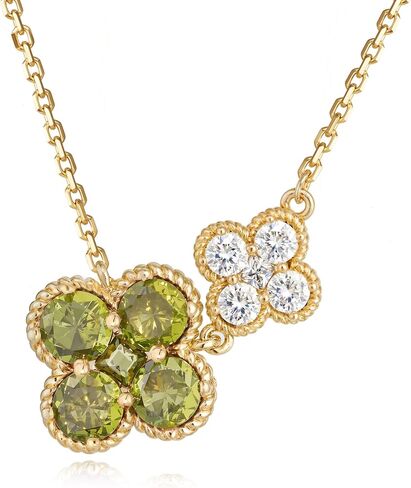 قلادة ذهبية للنساء قلادة جوهرة الميلاد للنساء 14 قيراط مطلية بالذهب داينتي أربع أوراق البرسيم مكعب زركونيا قلادة زهرة قلادة الذهب والمجوهرات هدية للنساء in Kuwait