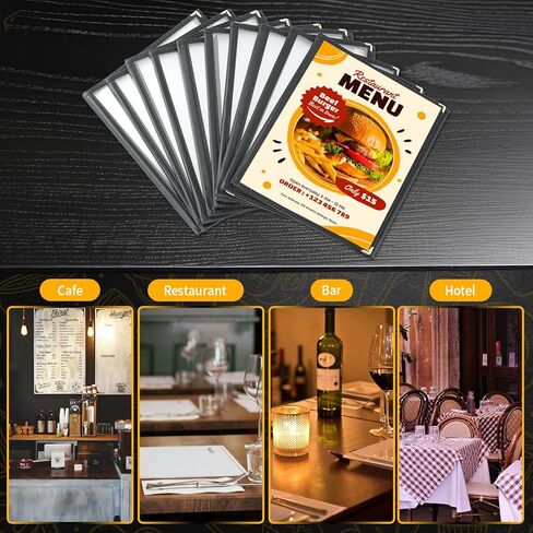 12 Pack Menu Covers, 2 Page 4 View Transparent Menu Holders, 8.5 x 11 Inch Menu Sleeves, Menu Books Fits A4 Size Paper, Perfect for Restaurants, Bars, Cafes, and Office Use in Kuwait