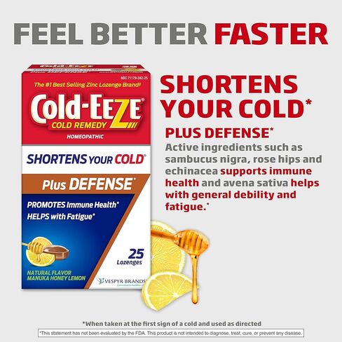 Cold-Eeze Plus Defense الحمضيات الطبيعية مع معينات الزنك من نبات البلسان، علاج البرد المثلي، يقصر أعراض البرد الشائعة، ويعزز صحة المناعة مع Sambucus Nigra، إشنسا وثمر الورد، 25 قيراط in Kuwait
