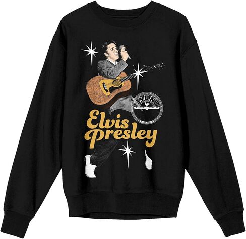 Sun Records Elvis Presley Adult Black Crew Neck Sweatshirt in Saudi Arabia