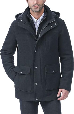 BGSD Men Kenneth Wool Blend Single Breasted Walking Car Coat with Removable Bib (Also available in Big and Tall) in Saudi Arabia