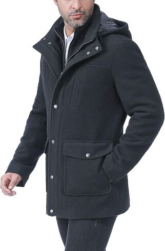 BGSD Men Kenneth Wool Blend Single Breasted Walking Car Coat with Removable Bib (Also available in Big and Tall) in Saudi Arabia