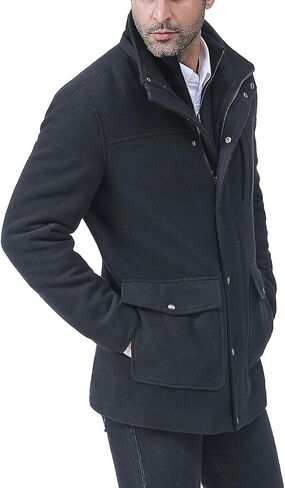 BGSD Men Kenneth Wool Blend Single Breasted Walking Car Coat with Removable Bib (Also available in Big and Tall) in Saudi Arabia