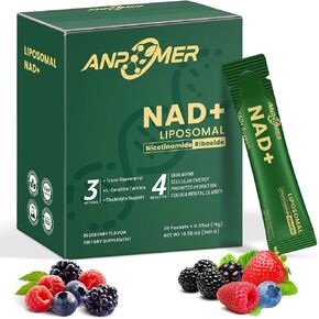 NAD Supplement for Women & Men, Electrolyte Blend, Liposomal Nicotinamide Riboside 600mg with Resveratrol, CoQ10, PQQ & D-Ribose, Boosts NAD+ Level, Cellular Energy & Anti-Aging, 30 Liquid NAD Packets in Saudi Arabia