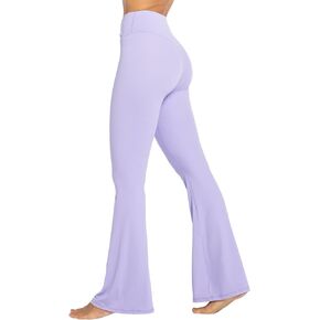 Sunzel Flare Leggings, Crossover Yoga Pants with Tummy Control, High Waisted and Wide Leg, No Front Seam Lilac Large 34" Inseam in Saudi Arabia