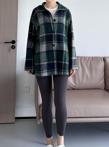 FTCayanz Women's Flannel Shacket Plaid Jacket Button Down Long Sleeve Shirts Casual Coats with Pockets in Saudi Arabia
