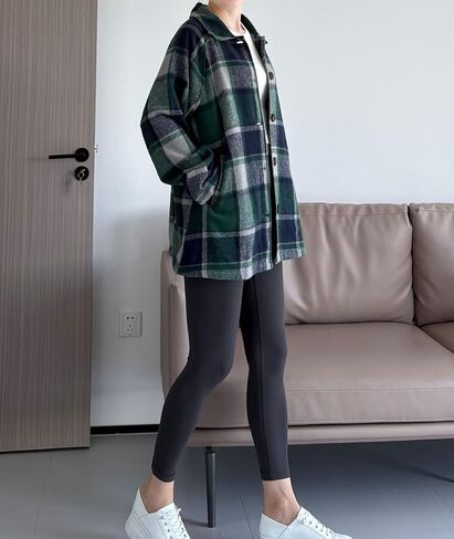 FTCayanz Women's Flannel Shacket Plaid Jacket Button Down Long Sleeve Shirts Casual Coats with Pockets in Saudi Arabia