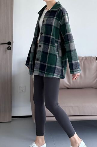 FTCayanz Women's Flannel Shacket Plaid Jacket Button Down Long Sleeve Shirts Casual Coats with Pockets in Saudi Arabia