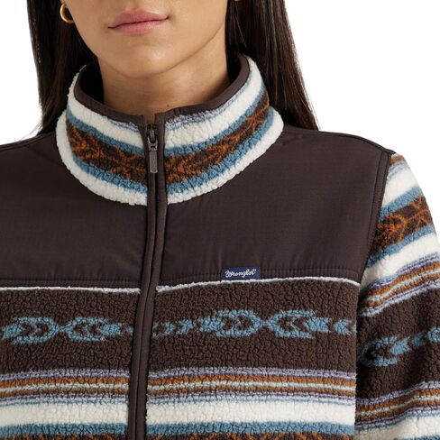 سترة Wrangler Serape باللون البني للنساء من نسيج الشيربا بسحاب كامل متباين من الجنوب الغربي 112356674 in Saudi Arabia