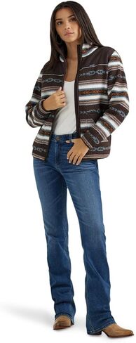 سترة Wrangler Serape باللون البني للنساء من نسيج الشيربا بسحاب كامل متباين من الجنوب الغربي 112356674 in Saudi Arabia