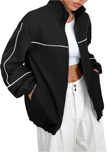 SOLY HUX Women's Zip Up Collared Lightweight Jacket Long Sleeve Athletic Sports Fall Outerwear in Saudi Arabia