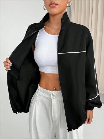 SOLY HUX Women's Zip Up Collared Lightweight Jacket Long Sleeve Athletic Sports Fall Outerwear in Saudi Arabia