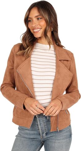 Petal & Pup Women's Spencer Faux Suede Moto Jacket in Saudi Arabia