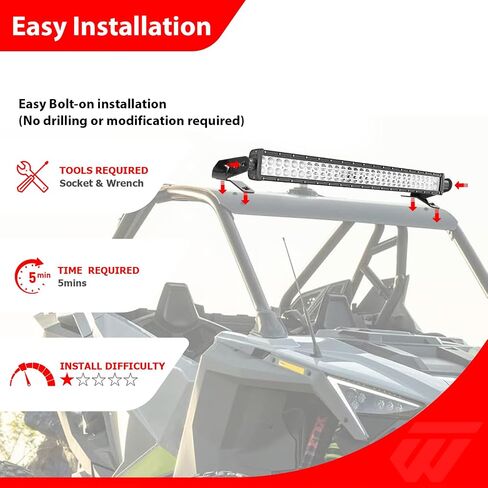 WeiSen 30" Straight/Curved LED Roof Light Bar Mounts Brackets Compatible with Polaris RZR Pro XP/Turbo R/Pro S 2020-2025 in Saudi Arabia