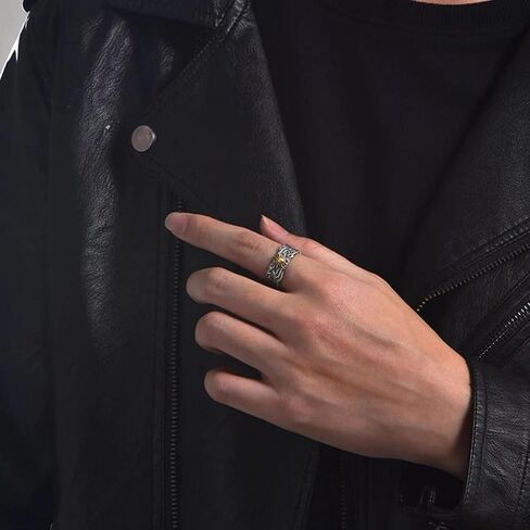 Sun Ring for Men, Silver Plated Brass Adjustable Open Rings for Men Women Gothic Hip Hop Style, Western Vintage Jewelry (Sun) in Saudi Arabia
