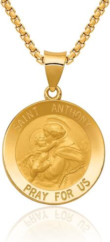14k Yellow Gold Saint Anthony Medal Necklace Charm Pendant Religious Patron St Fine Jewelry For Women Gifts For Her in Kuwait