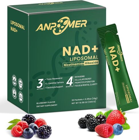 مكمل NAD للنساء والرجال، مزيج إلكتروليت، نيكوتيناميد ريبوسيد 600 مجم مع ريسفيراترول، مرافق الإنزيم Q10، PQQ وD-ريبوز، يعزز مستوى NAD+، الطاقة الخلوية ومكافحة الشيخوخة، 30 حزمة NAD سائلة in Saudi Arabia