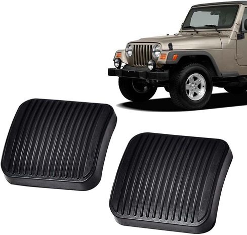 طقم وسادة دواسة الفرامل والقابض من G-PLUS قطعتين متوافق مع 1987-2006 Jeep Wrangler TJ LJ، Fit 1987-2001 Jeep Cherokee XJ 20780 أسود in Saudi Arabia