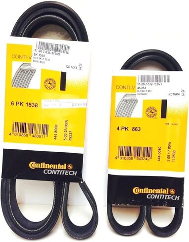 BMW Belts: Alternator-Water Pump-Power Steering Belt + A/C Belt OEM Contitech in Saudi Arabia