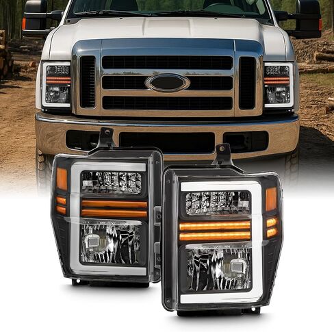 AKKON - يناسب 2008-2010 Ford F250 F350 F450 F550 المصابيح الأمامية السوداء فائقة التحمل مع إشارة الانعطاف المتسلسلة LED in Saudi Arabia