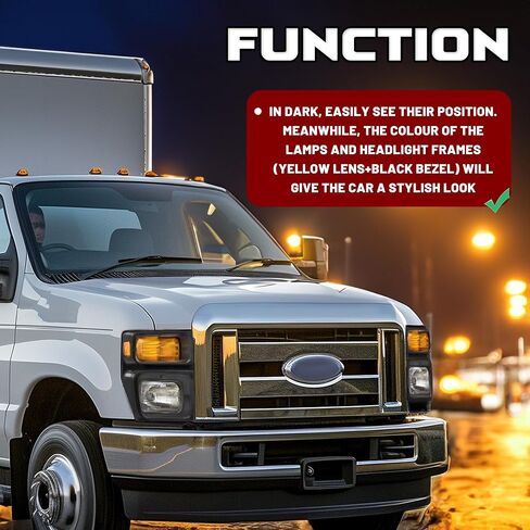 HECASA زوج حواف المصباح الأمامي مع ضوء إشارة الانعطاف متوافق مع 2008-2019 Ford E150 E250 E350 Super Duty Truck Pickup Headlamp Cover Door Bezel Trim Yellow Lens Black Bezel Left & Right Side in Saudi Arabia
