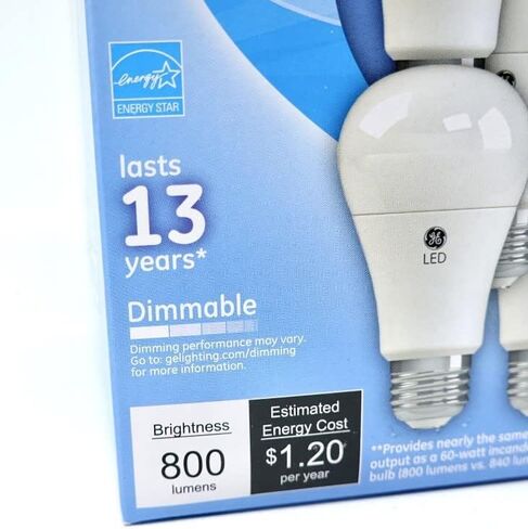 GE 60W 60 Watt استبدال ضوء النهار LED 12 حزمة، عكس الضوء، 800 لومن، A19 in Saudi Arabia