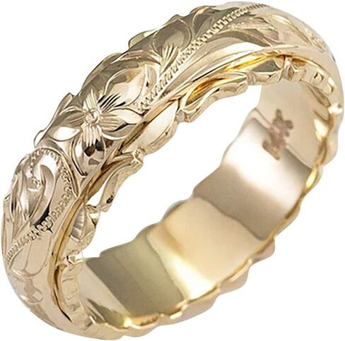 Generic 14K مطلية بالذهب الصلبة 925 الفضة الاسترليني، مقلد الماس تكويم أنيقة زهرة الزفاف خاتم الخلود للنساء، 6 in Saudi Arabia