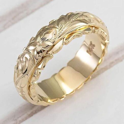 Generic 14K مطلية بالذهب الصلبة 925 الفضة الاسترليني، مقلد الماس تكويم أنيقة زهرة الزفاف خاتم الخلود للنساء، 6 in Saudi Arabia