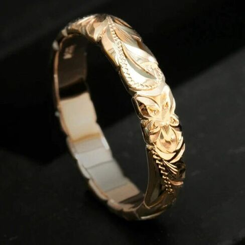 Generic 14K مطلية بالذهب الصلبة 925 الفضة الاسترليني، مقلد الماس تكويم أنيقة زهرة الزفاف خاتم الخلود للنساء، 6 in Saudi Arabia