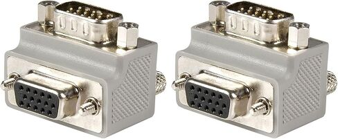 StarTech.com Right Angle VGA Adapter - Right Angle VGA to VGA - Male/Female - Type 2 - Male VGA to Female VGA (GC1515MFRA2),Gray (Pack of 2) in Kuwait