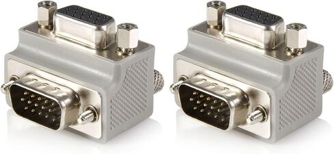 StarTech.com Right Angle VGA Adapter - Right Angle VGA to VGA - Male/Female - Type 2 - Male VGA to Female VGA (GC1515MFRA2),Gray (Pack of 2) in Kuwait