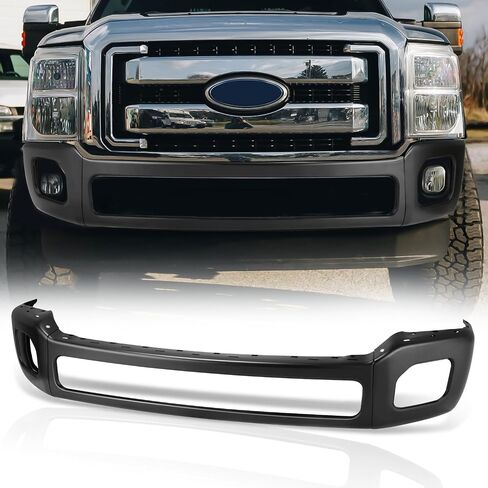 شريط الوجه المصد الأمامي من Auto Dynasty متوافق مع 2011-2016 Ford F-250 F-350 Super Duty، مع فتحة ضوء الضباب، أغطية نهاية غير ممتصة للصدمات، كروم مصقول in Saudi Arabia