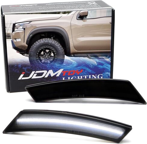 iJDMTOY Black-Out Smoked Lens Amber Yellow Full LED Strip Front Bumper Wheel Arch Side Marker Light Kit Compatible With Nissan 2022-up Gen3 Frontier, Replace OEM Amber Bulb-Less Sidemarkers in Saudi Arabia
