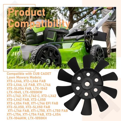 1A646083070 مروحة تبريد ناقل الحركة ذات 10 شفرات متوافقة مع Craftsman Cub Cadet MTD Tuff Torq Troy-Bilt Yard-Machine Bo-Lens Remington Ryobi Yardman 13A 13B LGT LGT RZT LTX 131 Series in Kuwait