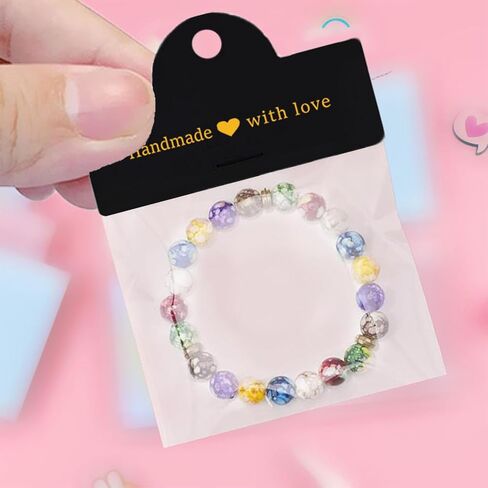 ALLWSLucky 100Pcs Jewelry Packaging for Small Business, Handmade with Love Jewelry Display Cards with Clear Bags for Selling, Small Craft Packaging Set for Bracelets, Key Chains, Earring (Kraft) in Kuwait