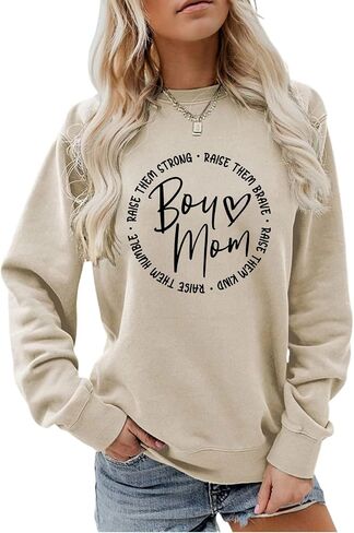 Boy Mom Sweatshirt for Women Long Sleeve Pullover Boy Mama Sweatshirt Casual Loose Lightweight Crewneck Fall Tops in Saudi Arabia