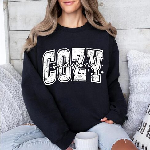 Cozy Season Sweatshirt for Women Retro Fall Weather Sweatshirt Gift in Kuwait