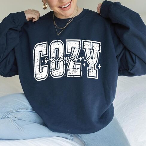 Cozy Season Sweatshirt for Women Retro Fall Weather Sweatshirt Gift in Kuwait