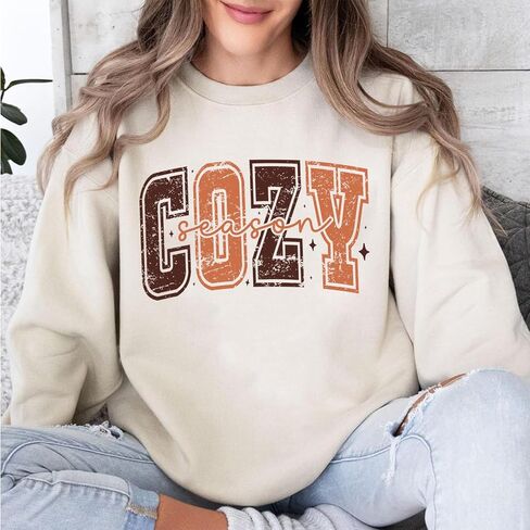 Cozy Season Sweatshirt for Women Retro Fall Weather Sweatshirt Gift in Kuwait
