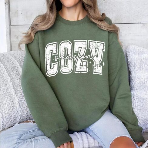 Cozy Season Sweatshirt for Women Retro Fall Weather Sweatshirt Gift in Kuwait