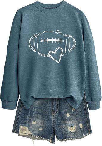 Game Day Sweatshirt Women Vintage Football Graphic Long Sleeve Shirt Football Season Casual Pullover Tops in Saudi Arabia