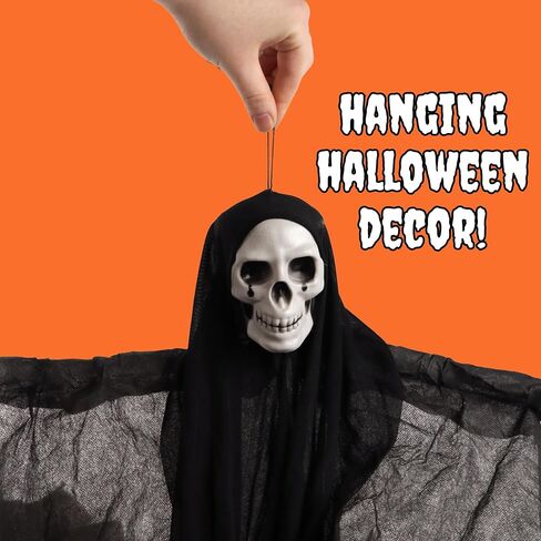 Small Hanging Halloween Grim Reaper, Haunted House Ghost Prop, Indoor and Outdoor Decoration, 33.37 Inches in Saudi Arabia