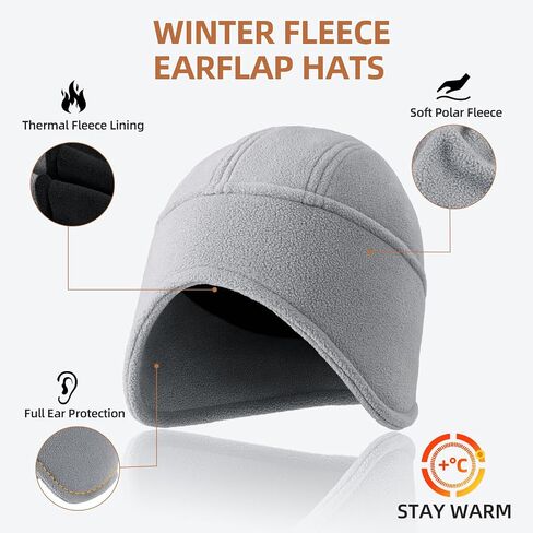 OZERO Mens Beanies for Winter: Thermal Thick Polar Fleece Soft Skull Cap Ski Hats - Earflaps Cycling Beanies for Men Women in Saudi Arabia