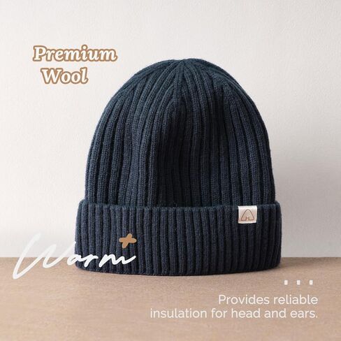 Hat Hut Wool Beanie Satin Lined Winter Hats Slouchy Beanie with Silk Lining Warm Wool Knit Ski Hat Cuffed Cap Women Men in Kuwait