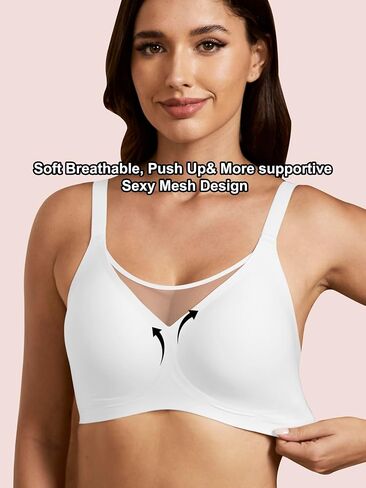 Push Up Bras for Women No Underwire V Mesh Seamless Comfortable Tshirt Bra Supportive Lift Bralette Everyday Bras in Saudi Arabia