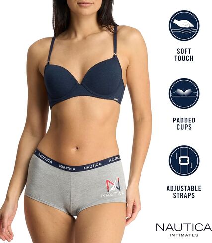 طقم حمالة صدر نسائية من NAUTICA مكون من 3 قطع من مزيج القطن خفيف الوزن للاستخدام اليومي in Saudi Arabia