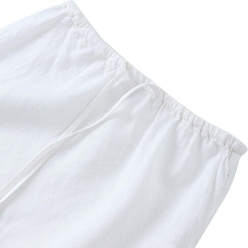 Amazhiyu Women's 100% Linen Drawstring A-Line Midi Skirt for Casual Summer Spring in Saudi Arabia