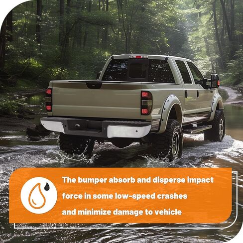 مجموعة ممتص الصدمات الخلفي من KUAFU متوافقة مع 2008-2016 Ford F250 F350 F450 F550 Super Duty FO1103150، 9C3Z17906D-PFM مع فتحات المستشعر، لوحة الترخيص وأضواء LED كروم in Saudi Arabia