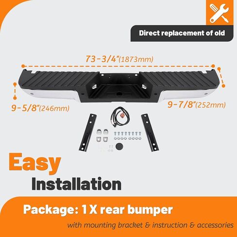 مجموعة ممتص الصدمات الخلفي من KUAFU متوافقة مع 2008-2016 Ford F250 F350 F450 F550 Super Duty FO1103150، 9C3Z17906D-PFM مع فتحات المستشعر، لوحة الترخيص وأضواء LED كروم in Saudi Arabia